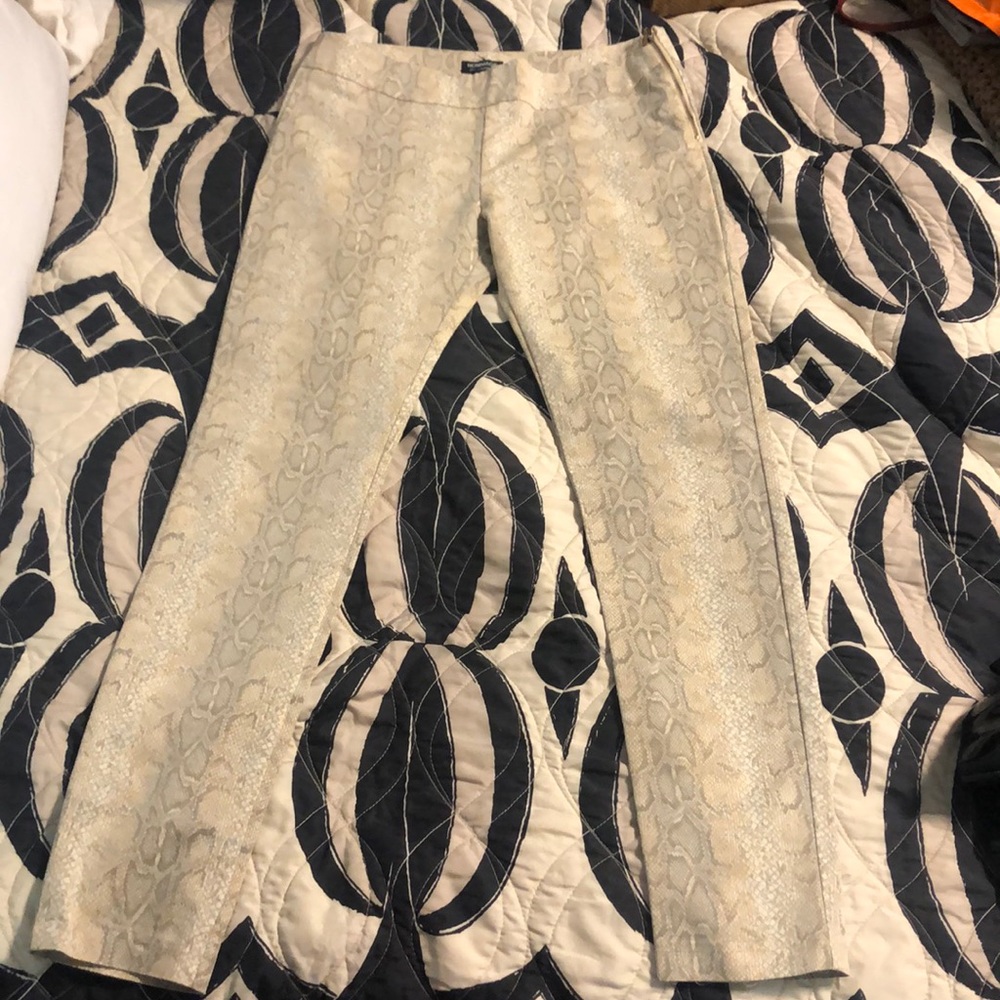 Beige Snake print fitted pants